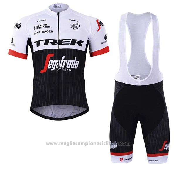 2017 Abbigliamento Ciclismo Trek Segafredo Nero e Bianco Manica Corta e Salopette